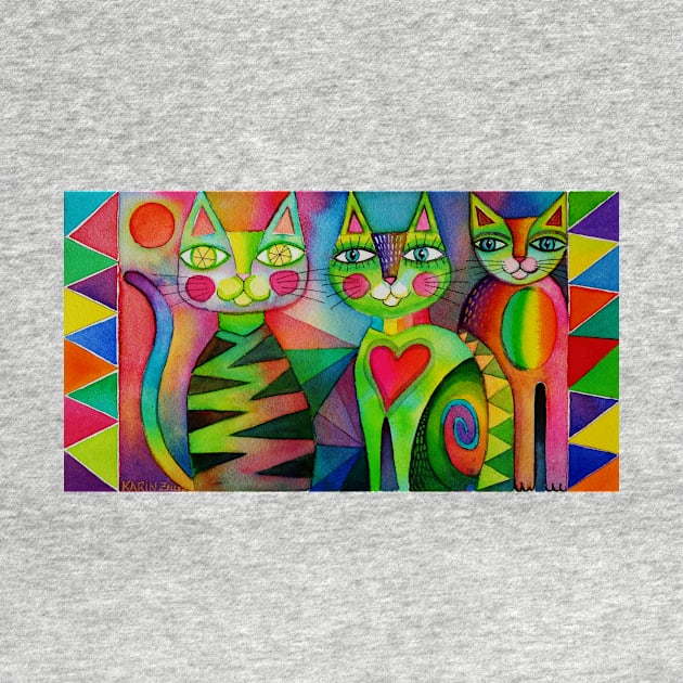 3 colourful cats by karincharlotte